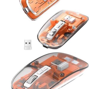 Sessiz Tıklama Çift Modlu Bluetooth Ve Alıcı Şeffaf Mouse Fare