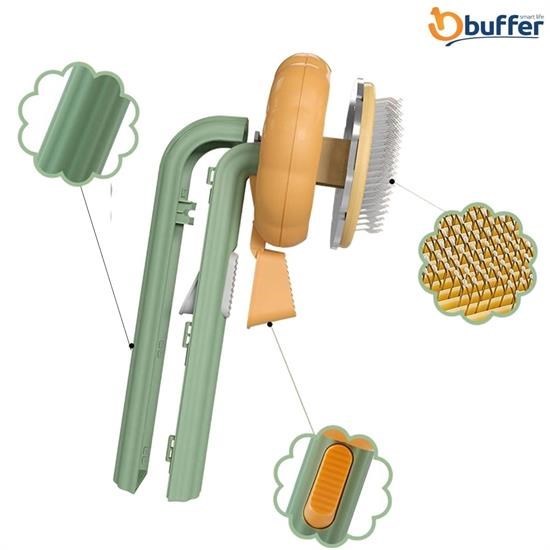 BUFFER Plastik Yeşil Evcil Hayvan Bakım  Pet Fırçası Çok Amaçlı Pet Fırçası Yeşil - Görsel 5