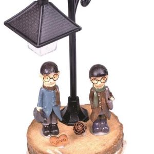 BUFFER® Hediyelik Işıklı Ahşap Biblo Romantik Hediye Biblo Süs Eşyası
