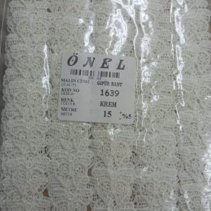 Dantel Polyester Güpür Bant Krem 15 Metre En 6 cm ON-1639-KR