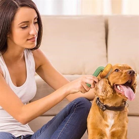 BUFFER Plastik Yeşil Evcil Hayvan Bakım  Pet Fırçası Çok Amaçlı Pet Fırçası Yeşil - Görsel 4