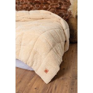 Peluş Çift Kişilik Yorgan Krem
