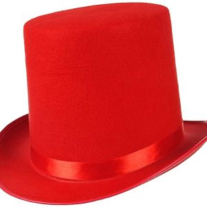 Yetişkinler İçin Kırmızı Renk Ringmaster Sihirbaz Şapkası Fötr Şapka 15 cm