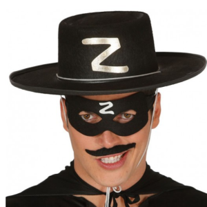 Z Logolu Yetişkin Zorro Şapkası ve Zorro Maskesi - Lisinya