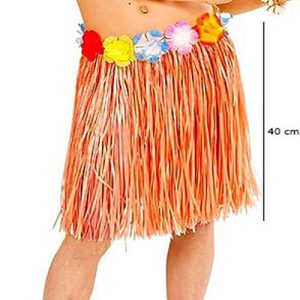 Yetişkin ve Çocuk Uyumlu Tcu Renk Püsküllü Hawaii Luau Hula Etek 40 cm - Lisinya